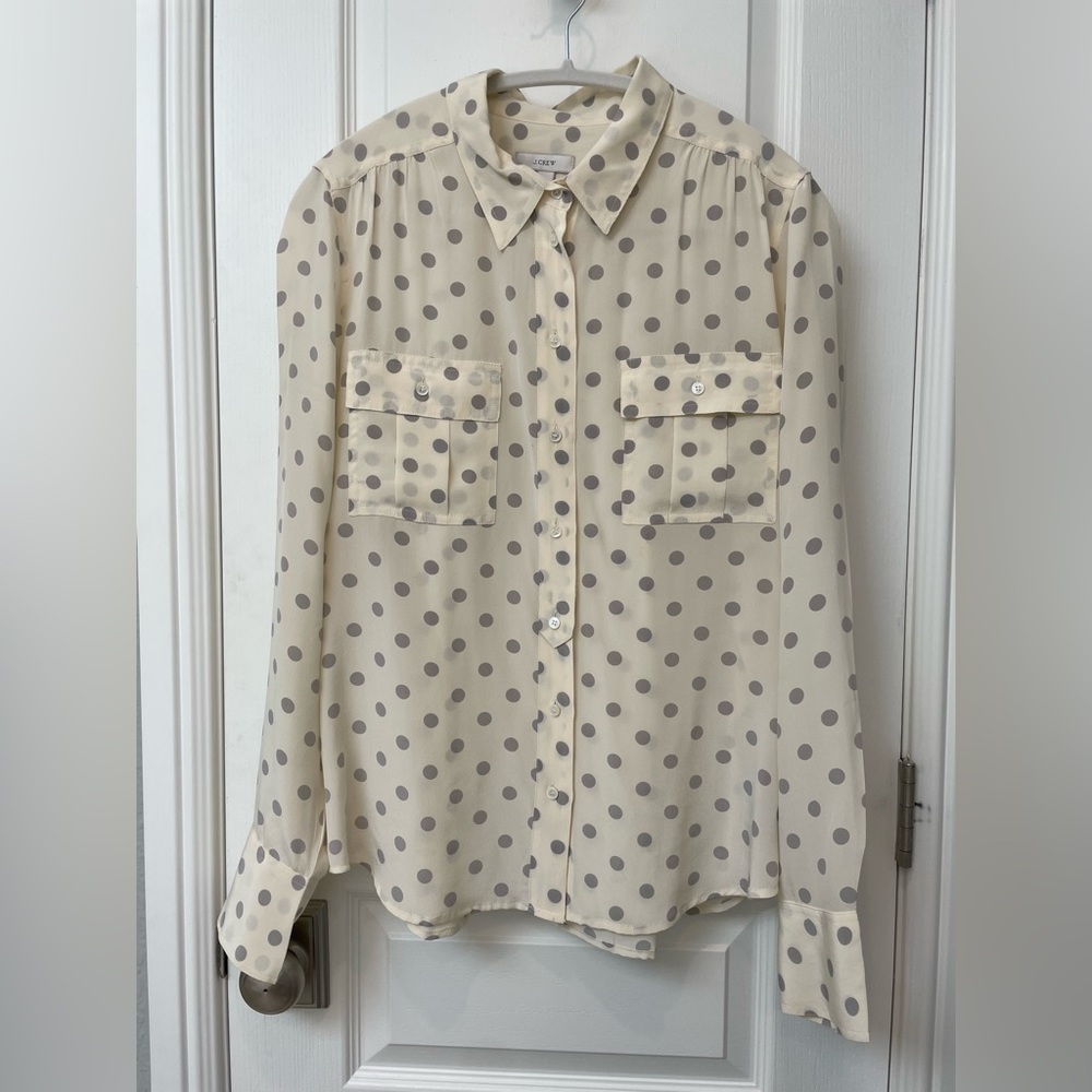 J. Crew Polka Dot Button Down Shirt Size 12
